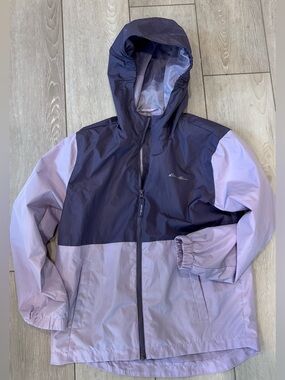 Eddie Bauer Lavender and Purple Hooded Kids Rain Jacket